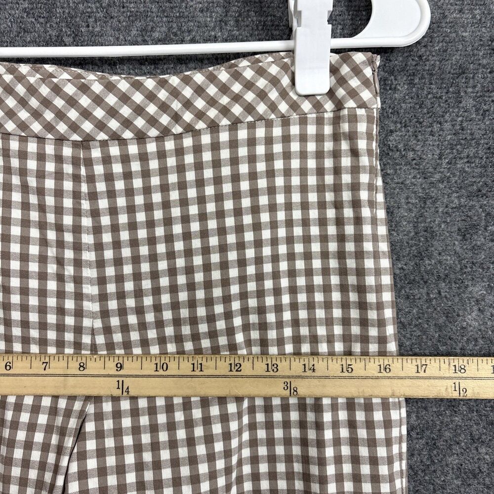 J. McLaughlin Straight Pants Womens Size 6 Brown Gingham side Zip Preppy - Picture 5 of 11